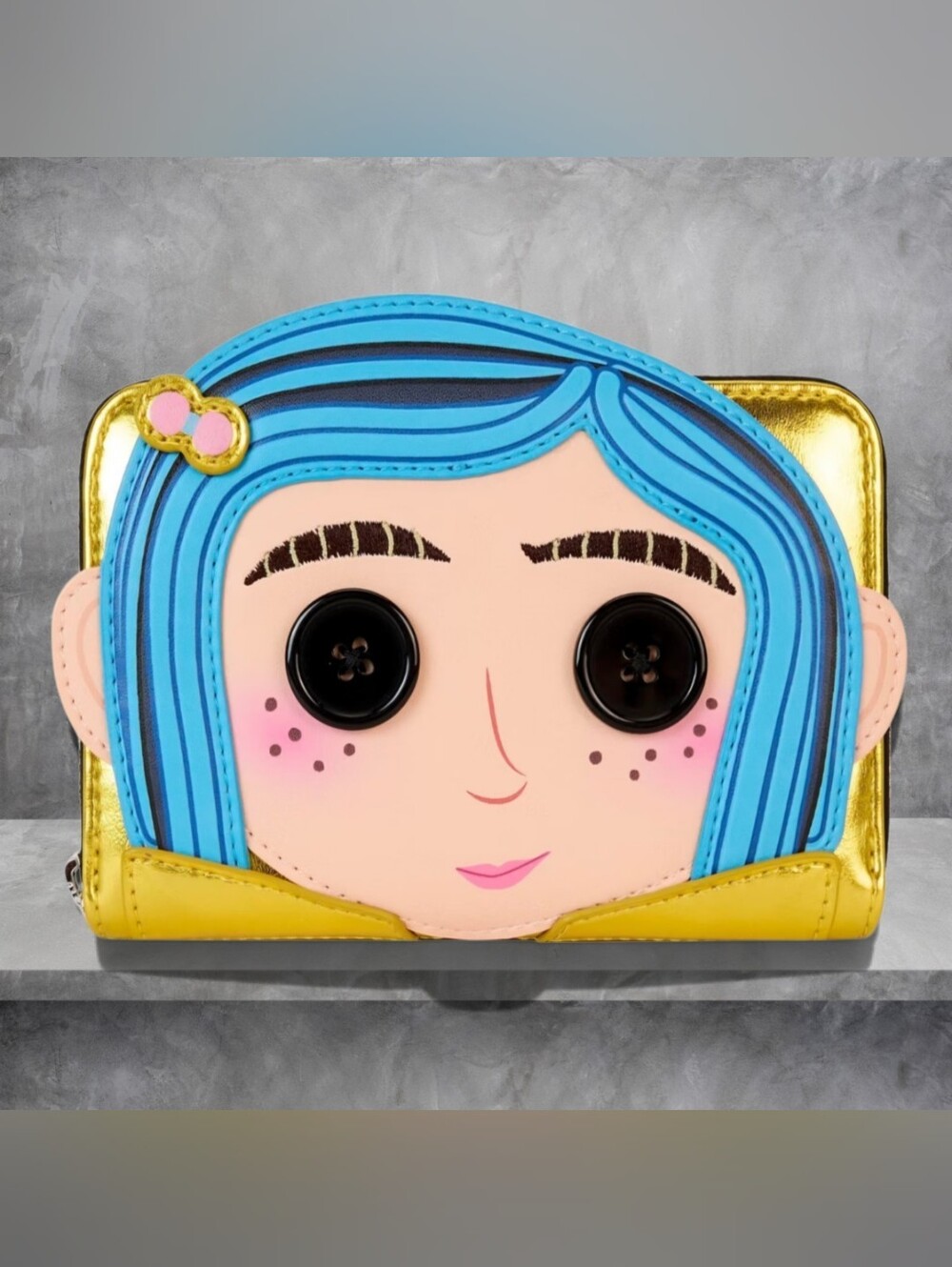 Loungefly x Coraline 15th Anniversary Laika Doll Metallic Cosplay Wallet 💛